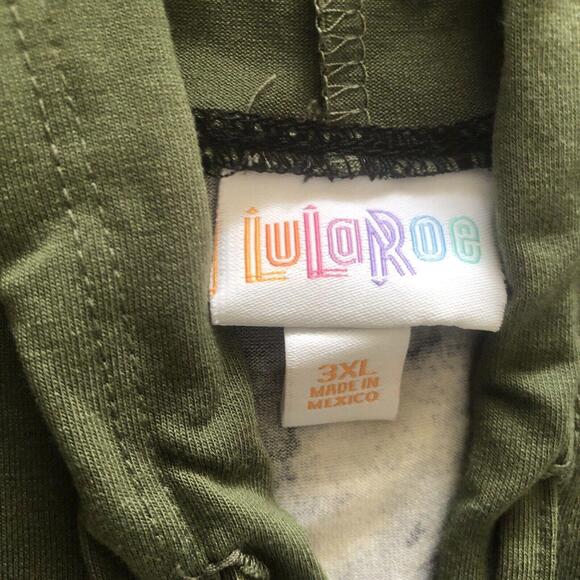 Lularoe  3XL Brittany Hoodie Sleeveless Pullover Geometric Army Green - Picture 5 of 7